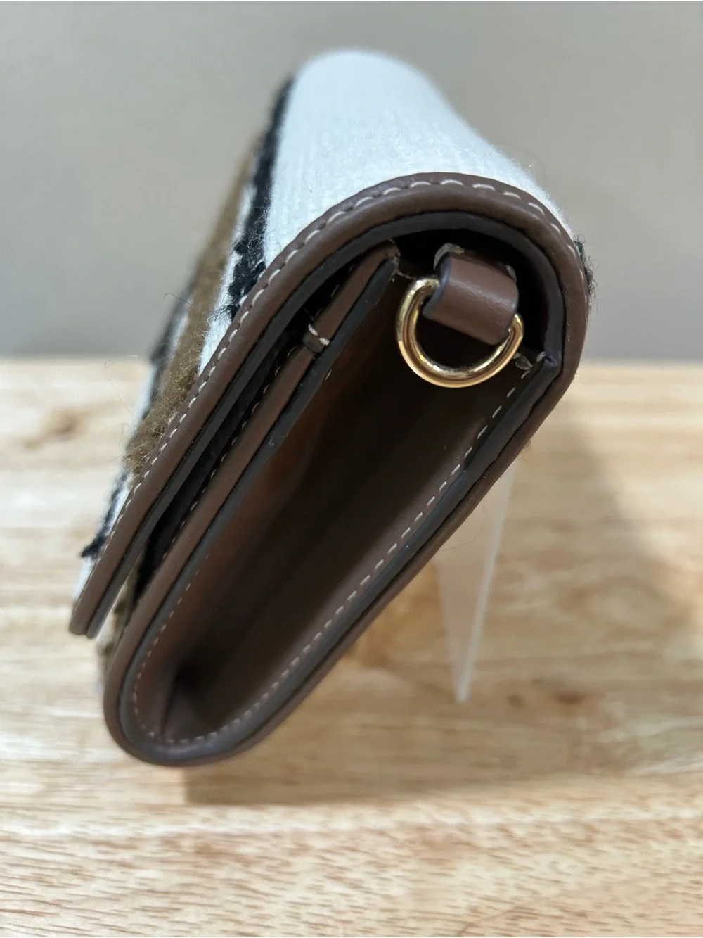 Tory Burch Cream, Brown & Black Striped Crossbody Bag
